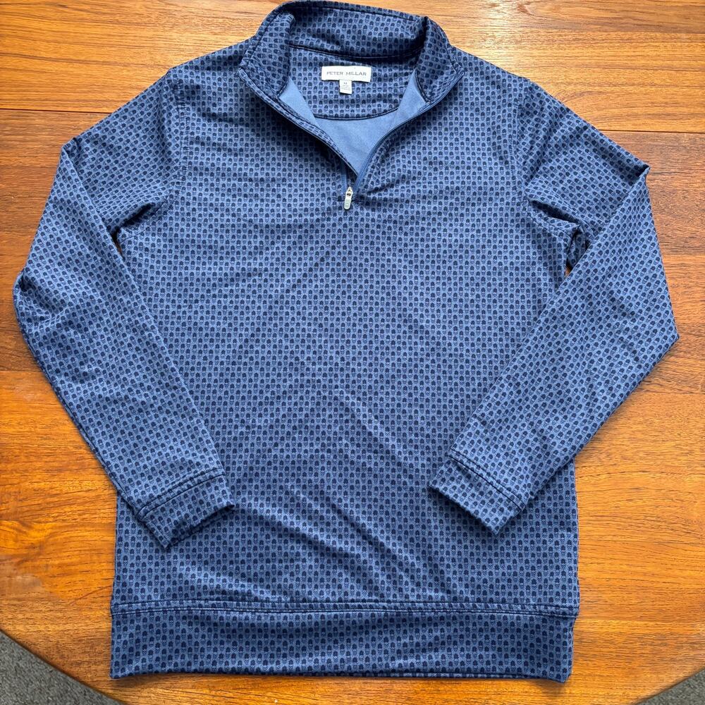 Peter Millar Girls Youth 1/4 Zip Pull Over Blue Pina Skullada Print sweater M